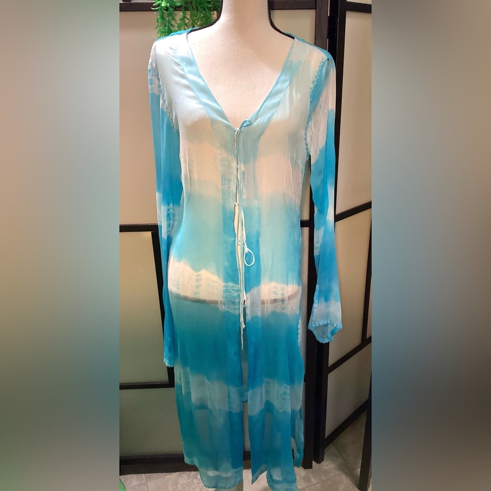 Letarte maxi long sleeves cover up. Handmade. Size L